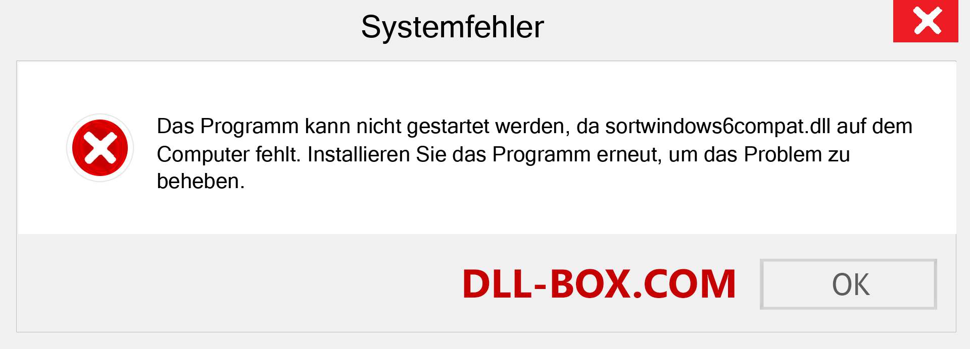 sortwindows6compat.dll-Datei fehlt?. Download für Windows 7, 8, 10 - Fix sortwindows6compat dll Missing Error unter Windows, Fotos, Bildern